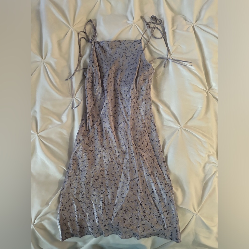 ZARA purple floral satin slip dress